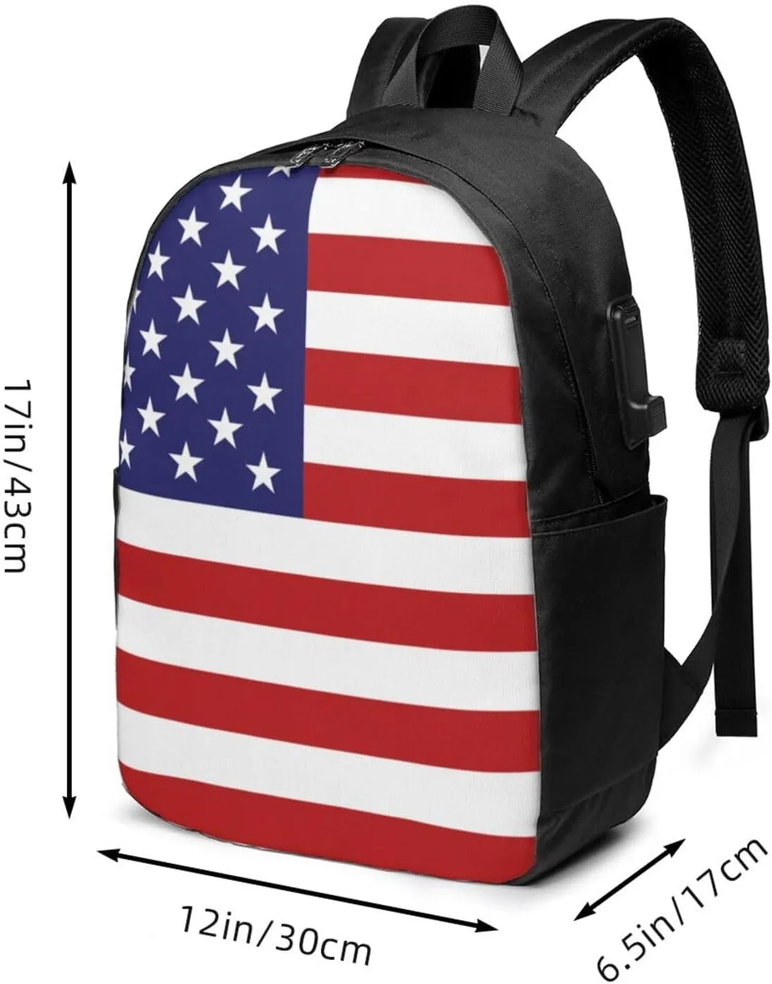 American flag Backpack, 17 Inch Travel Business Laptop Backpack With USB Port for Women Men