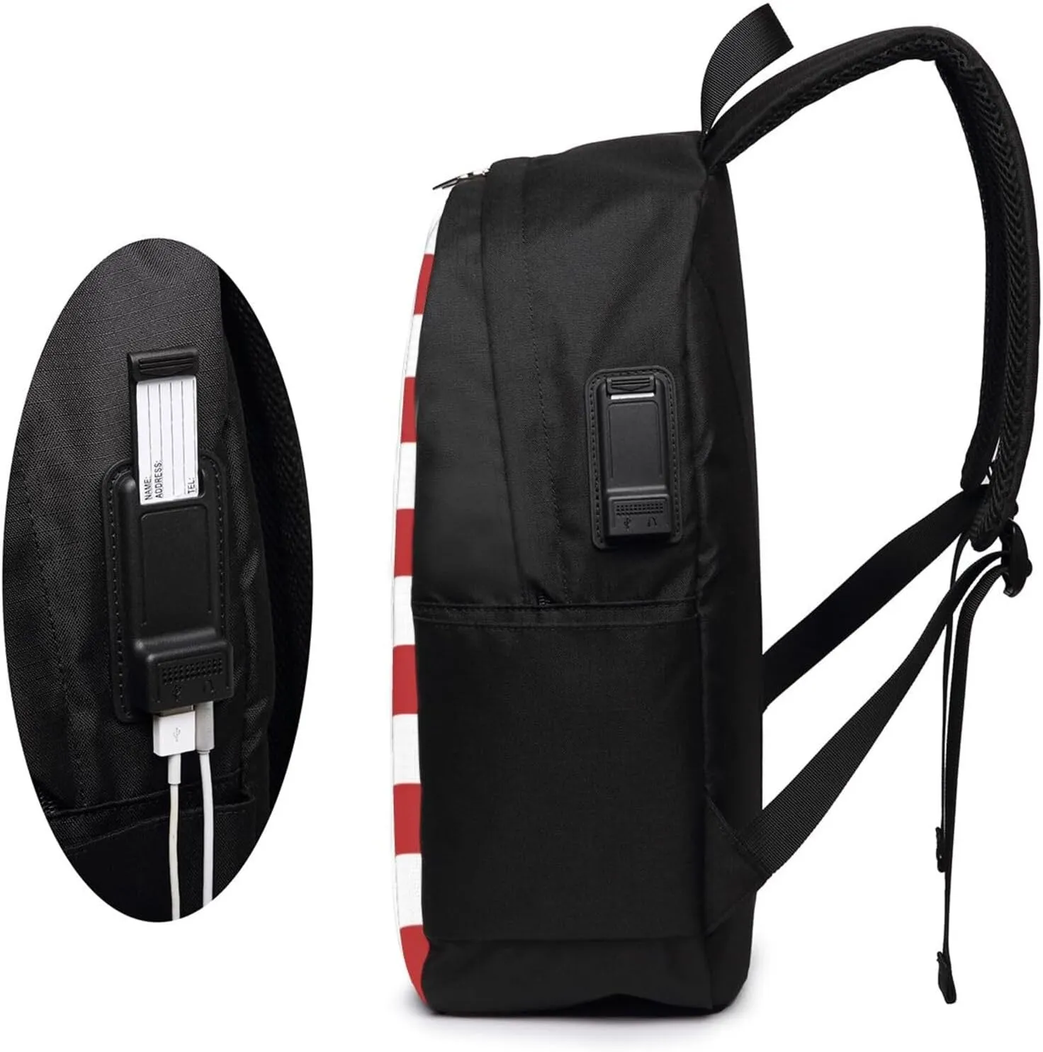 American flag Backpack, 17 Inch Travel Business Laptop Backpack With USB Port for Women Men