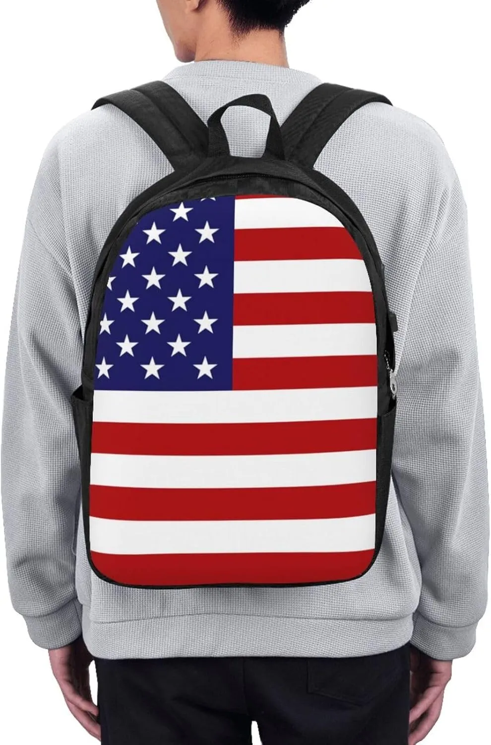 American flag Backpack, 17 Inch Travel Business Laptop Backpack With USB Port for Women Men