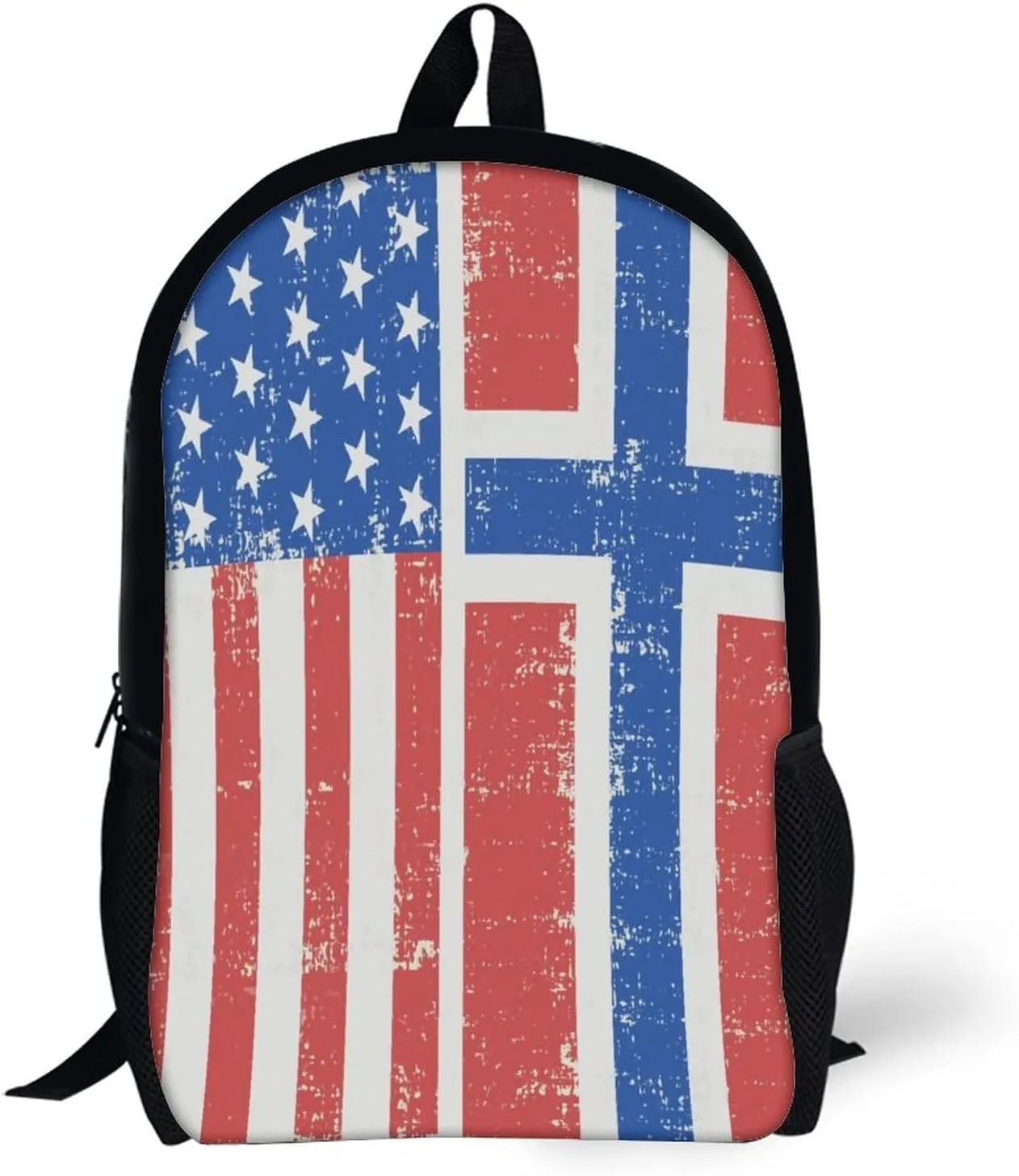 American Norwegian Flag Backpack with Adjustable Straps, Suitable for Travel Picnics Activities