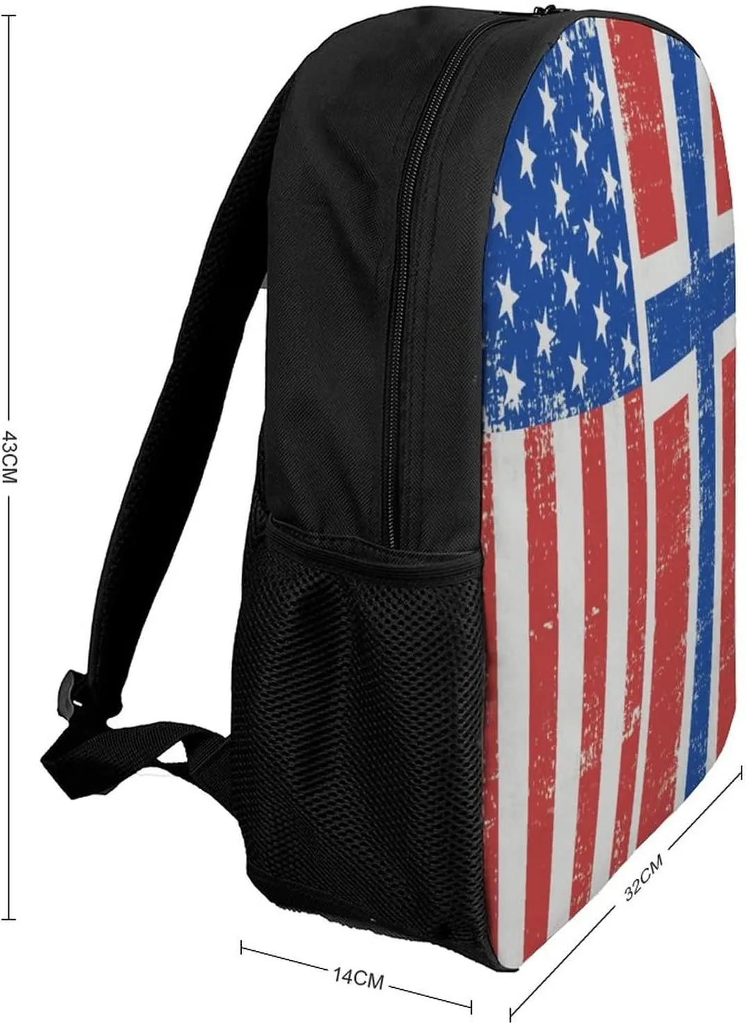American Norwegian Flag Backpack with Adjustable Straps, Suitable for Travel Picnics Activities