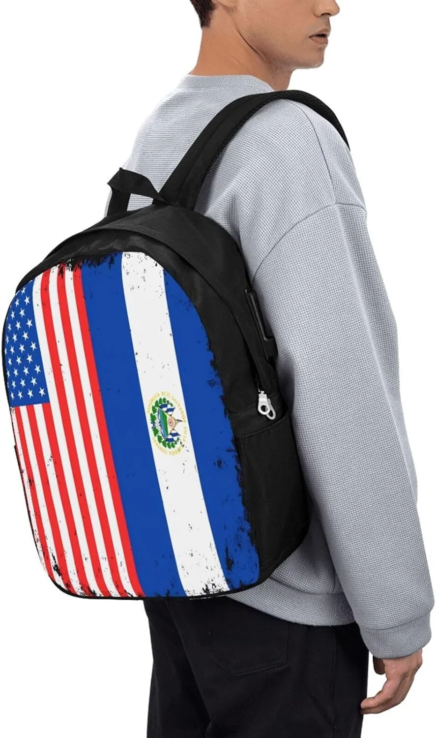 American Salvadorian Flag Salvadoreños Roots Laptop Backpacks Travel Backpack Casual Business Daypack Sport Rucksack Computer Bag Fits up to 17 Inch Notebook with USB Port