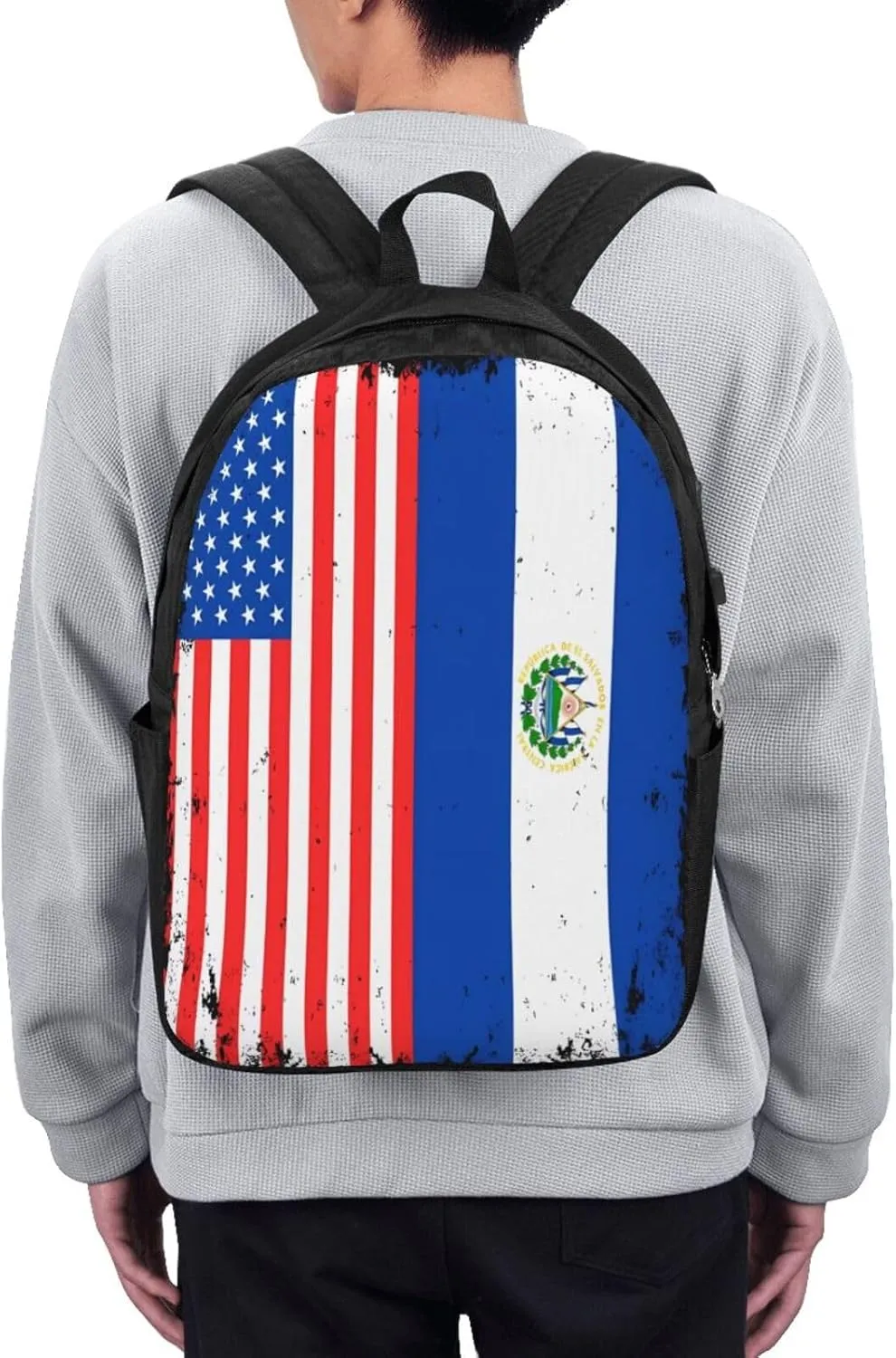 American Salvadorian Flag Salvadoreños Roots Laptop Backpacks Travel Backpack Casual Business Daypack Sport Rucksack Computer Bag Fits up to 17 Inch Notebook with USB Port