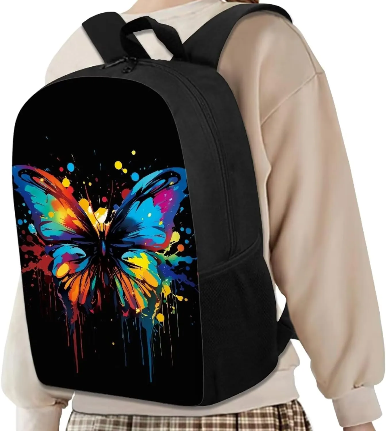 AmzPrint Kids Backpack For School Boys Girls Butterfly Backpack For Elementary Middle School Bookbag,Back To School Gift