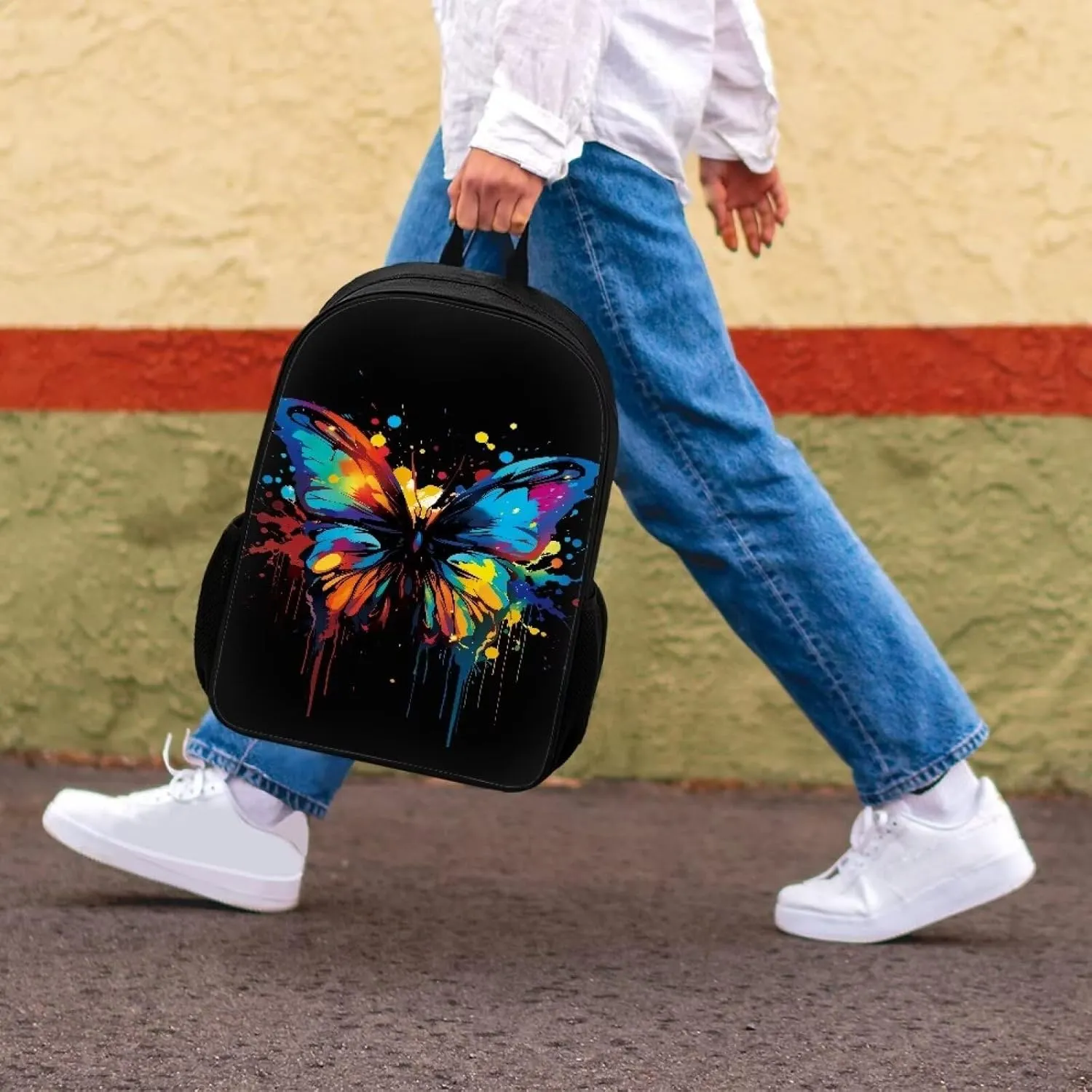 AmzPrint Kids Backpack For School Boys Girls Butterfly Backpack For Elementary Middle School Bookbag,Back To School Gift