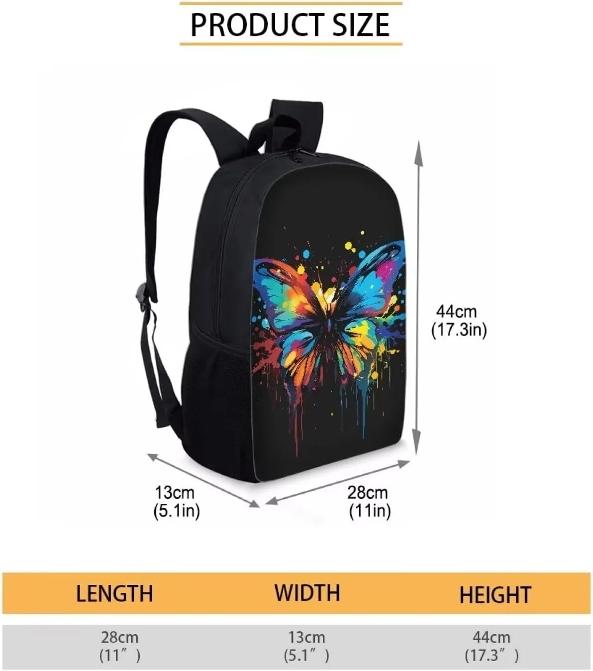 AmzPrint Kids Backpack For School Boys Girls Butterfly Backpack For Elementary Middle School Bookbag,Back To School Gift