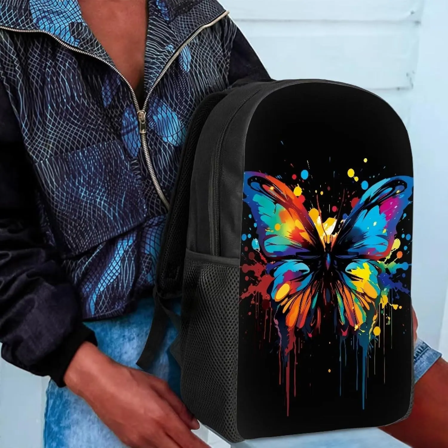 AmzPrint Kids Backpack For School Boys Girls Butterfly Backpack For Elementary Middle School Bookbag,Back To School Gift