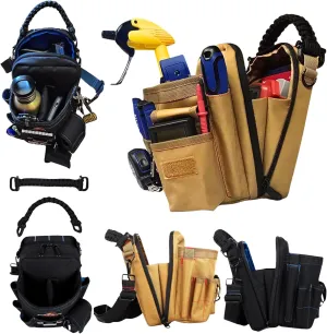 Animus Magnetic Tool Bag & Organizer- Tool Pouch. Magnetic Backing ables You to Secure Bag onto Metal Surfaces While You Work. Ideal for Electricians, Mechanics & Technicians.