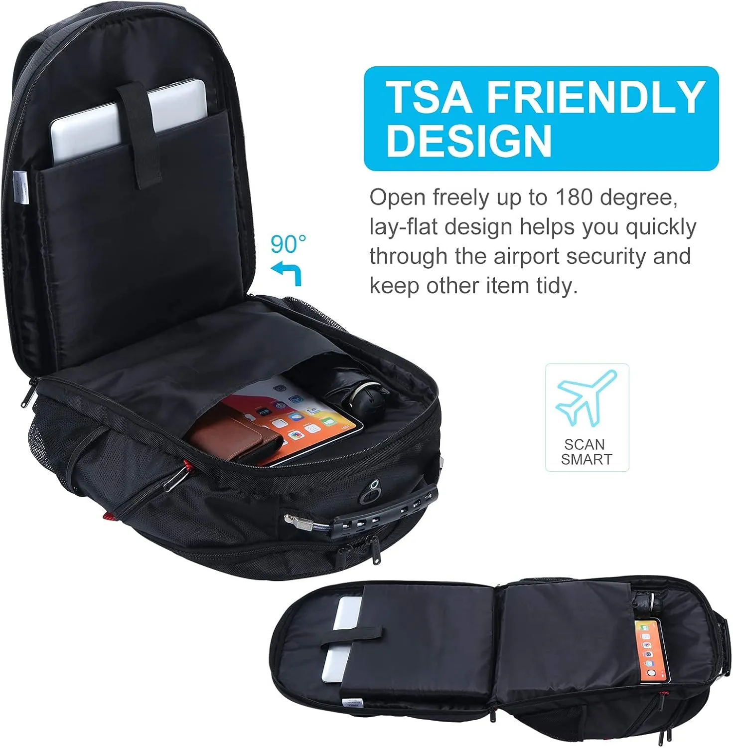 ANKUER Extra Large Travel Backpack for Men Women: 17 in Laptop Backpacks for School, Anti Theft TSA Travel Bag with USB Charging Port, Business Computer Bag (Black)