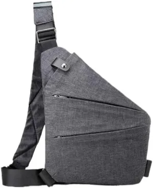 Anti Theft Crossbody Bag, Travel Sling Bag for Women and Men, Chest Shoulder Bag(Gray,Right-Handed)