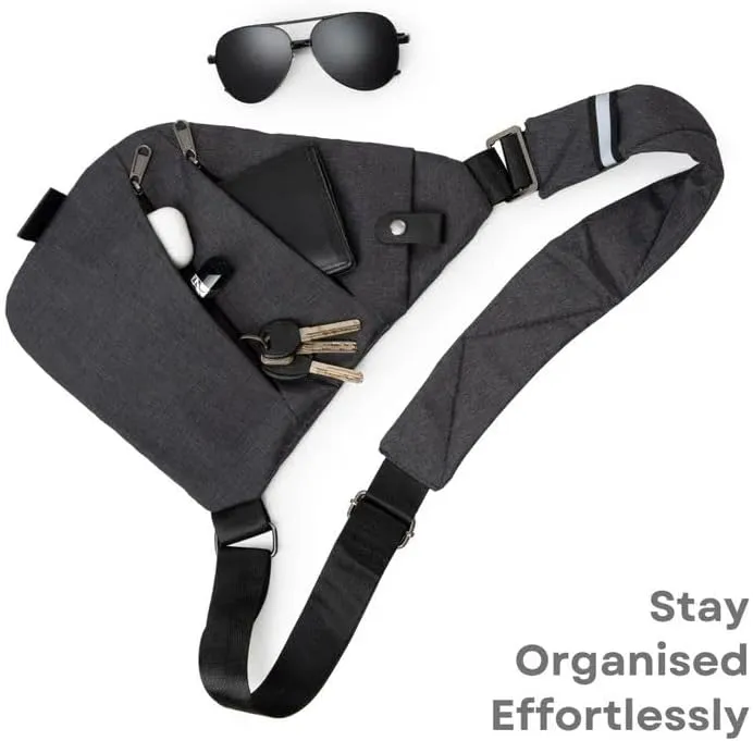 Anti Theft Crossbody Bag, Travel Sling Bag for Women and Men, Chest Shoulder Bag(Gray,Right-Handed)