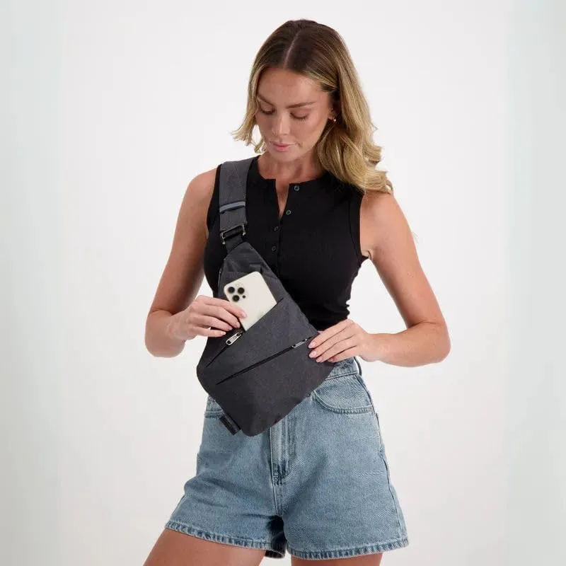 Anti Theft Crossbody Bag, Travel Sling Bag for Women and Men, Chest Shoulder Bag(Gray,Right-Handed)