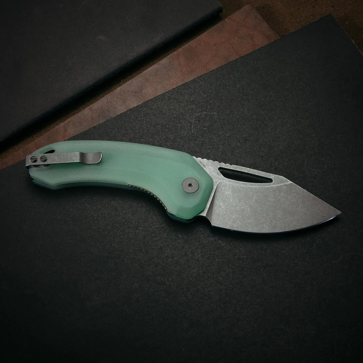 Anzu XL - EDC Pocket Knife | 3.1" 14C28N Sheepsfoot Blade, Jade G10 Handle, Liner Lock