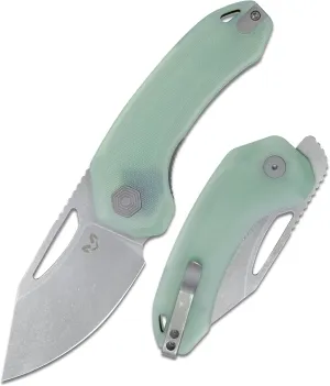 Anzu XL - EDC Pocket Knife | 3.1" 14C28N Sheepsfoot Blade, Jade G10 Handle, Liner Lock