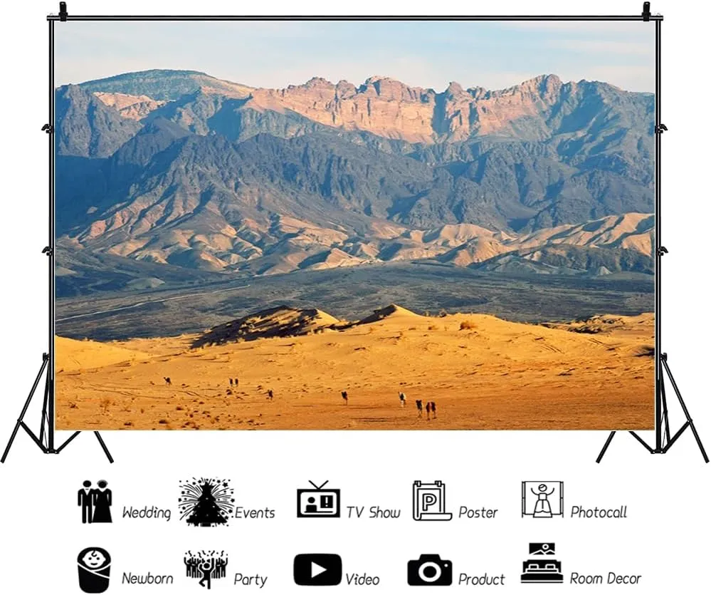AOFOTO 8x6ft Desert and Mountain Landscape Backdrop for Photography Outdoor Nature Scenery Background Adventure Tour Photo Studio Props Man Lovers Adult Girl Boy Artistic Portrait Wallpaper