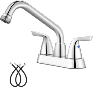 Aolemi Utility Laundry Sink Faucet,4 Inch Centerest Laundry Faucets for Utility Sink,Laundry & Utility Room Sink Faucet,with Swivel Spout and NPT3/4 Threaded End,2 Arc Handles,Polish Chrome