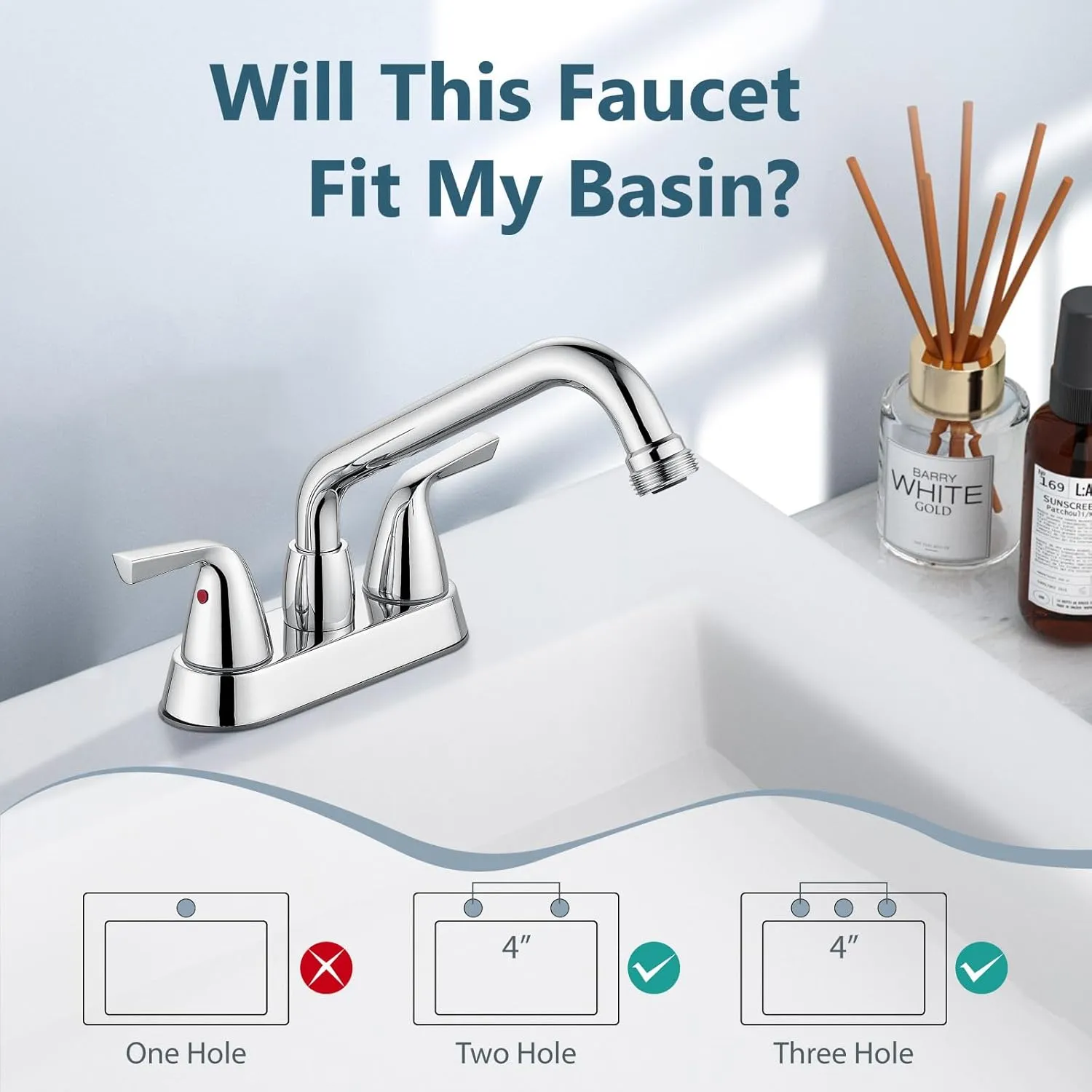 Aolemi Utility Laundry Sink Faucet,4 Inch Centerest Laundry Faucets for Utility Sink,Laundry & Utility Room Sink Faucet,with Swivel Spout and NPT3/4 Threaded End,2 Arc Handles,Polish Chrome