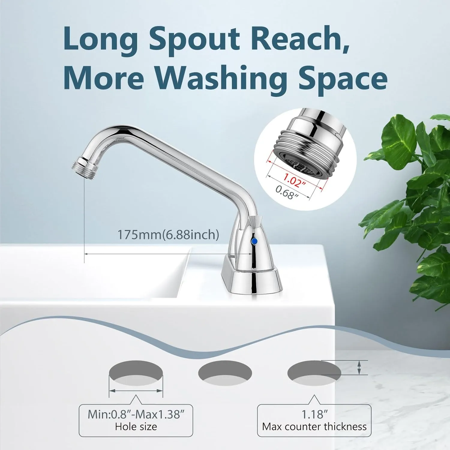 Aolemi Utility Laundry Sink Faucet,4 Inch Centerest Laundry Faucets for Utility Sink,Laundry & Utility Room Sink Faucet,with Swivel Spout and NPT3/4 Threaded End,2 Arc Handles,Polish Chrome