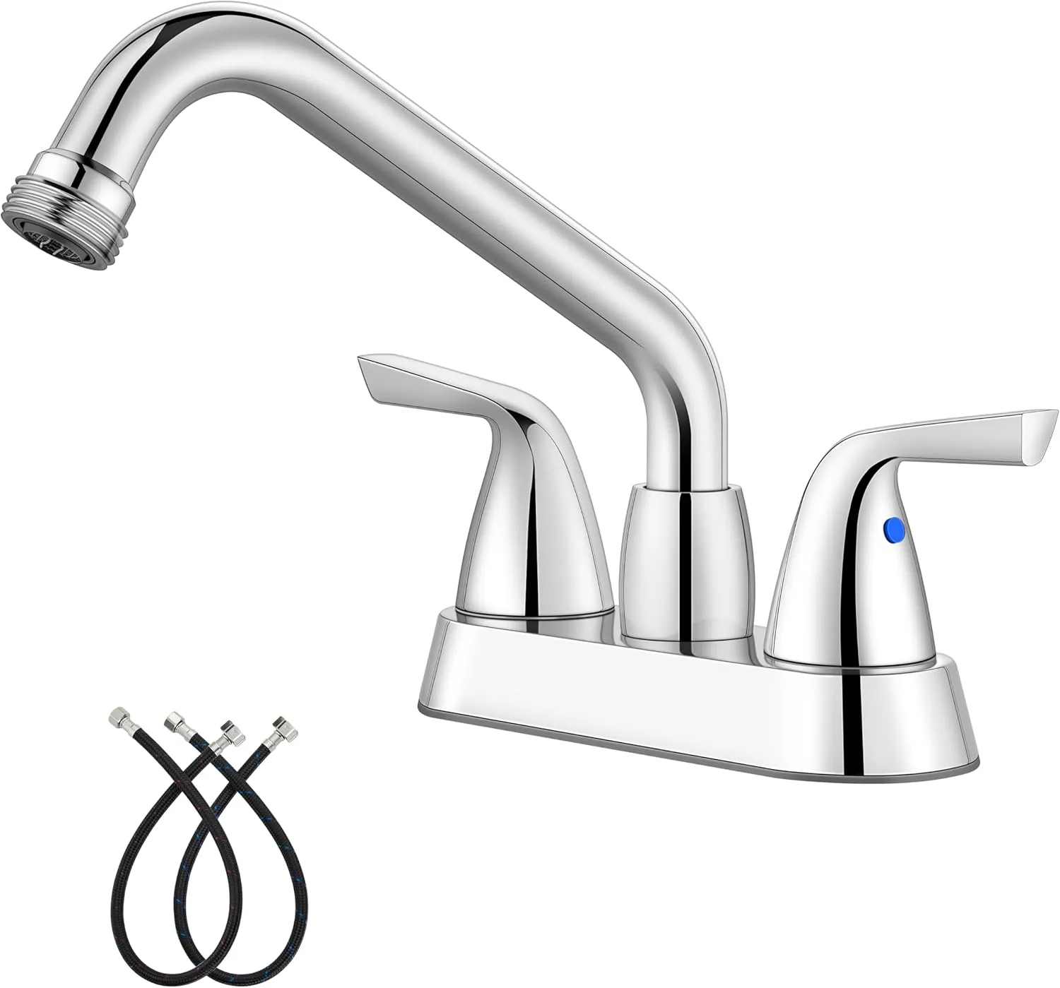 Aolemi Utility Laundry Sink Faucet,4 Inch Centerest Laundry Faucets for Utility Sink,Laundry & Utility Room Sink Faucet,with Swivel Spout and NPT3/4 Threaded End,2 Arc Handles,Polish Chrome