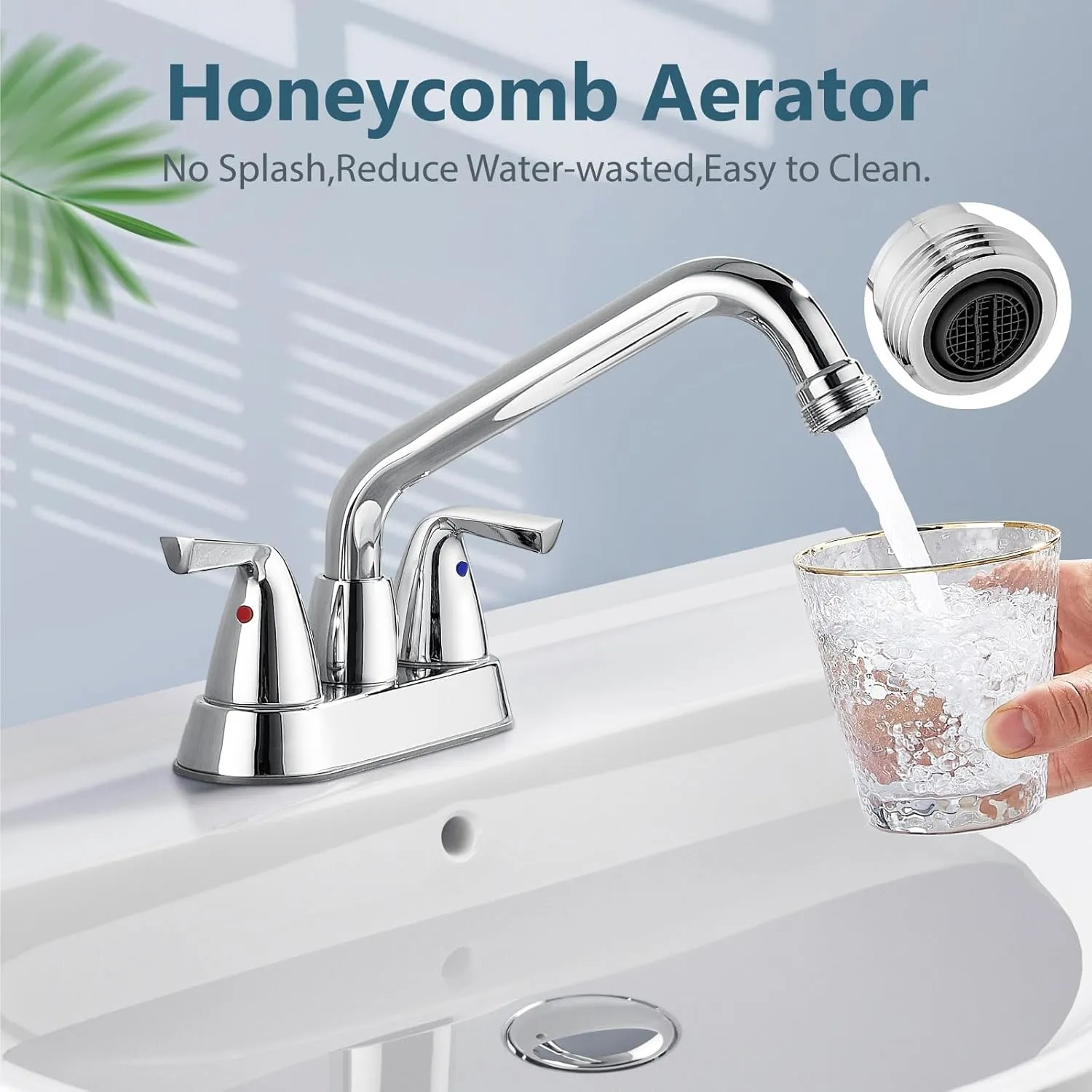 Aolemi Utility Laundry Sink Faucet,4 Inch Centerest Laundry Faucets for Utility Sink,Laundry & Utility Room Sink Faucet,with Swivel Spout and NPT3/4 Threaded End,2 Arc Handles,Polish Chrome