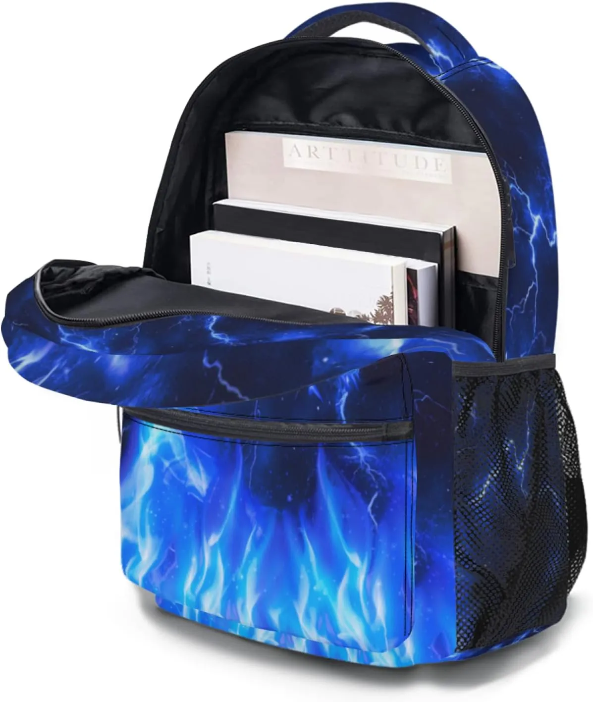 aportt Blue Dragon Backpack for Boys Girls Fire Dragon Print Animal Durable Casual Basic Kids Bookbag Cool Lighting Lightweight School Bag for Teens Students Travel Daypack