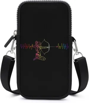 Archery Bow Archer Girl Heartbeat Crossbody Bag for Women Men Phone Purses Shoulder Bag Handbag