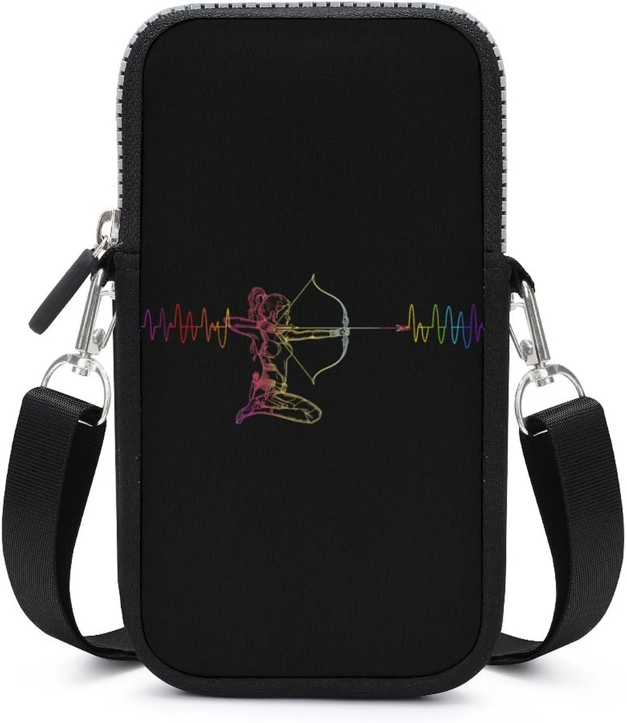 Archery Bow Archer Girl Heartbeat Crossbody Bag for Women Men Phone Purses Shoulder Bag Handbag