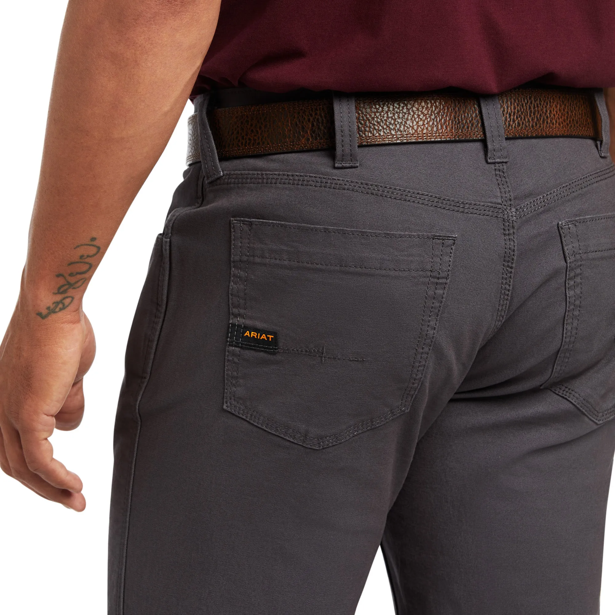 Ariat Mens Rebar M7 Rocker Durastretch Made Tough Straight Leg Pant - Rebar Grey