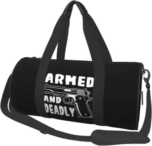 Armed And Dadly Funny Deadly Duffel Bag Gym Bag Travel Sports Tote Large Foldable Beach Swim Yoga8