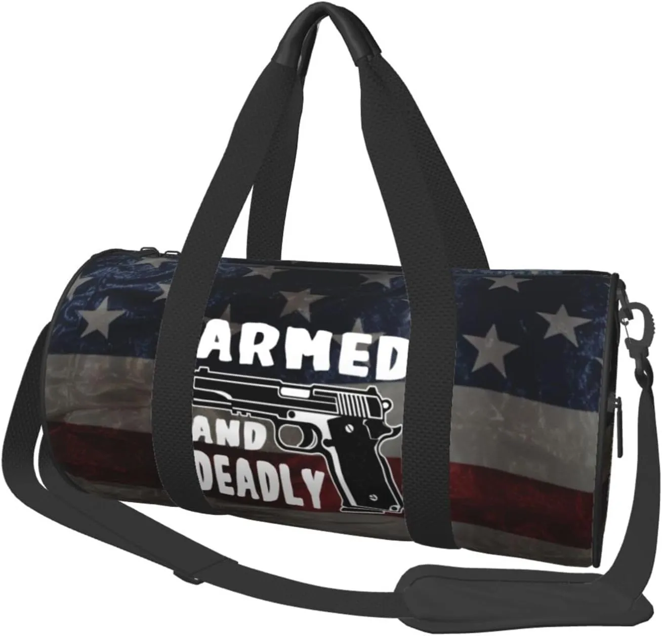 Armed And Dadly Funny Deadly Duffel Bag Gym Bag Travel Sports Tote Large Foldable Beach Swim Yoga9