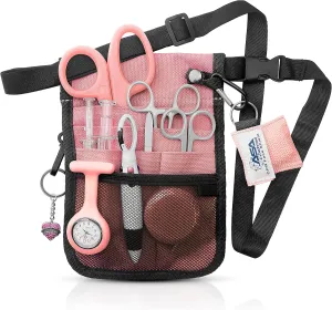 ASA TECHMED Nurse Utility Belt – Complete Medical Belt Utility Kit, Pro Pack Pocket Organizer Pouch Hip Bag for EMT, CNA, NP, PA, Student, Pink