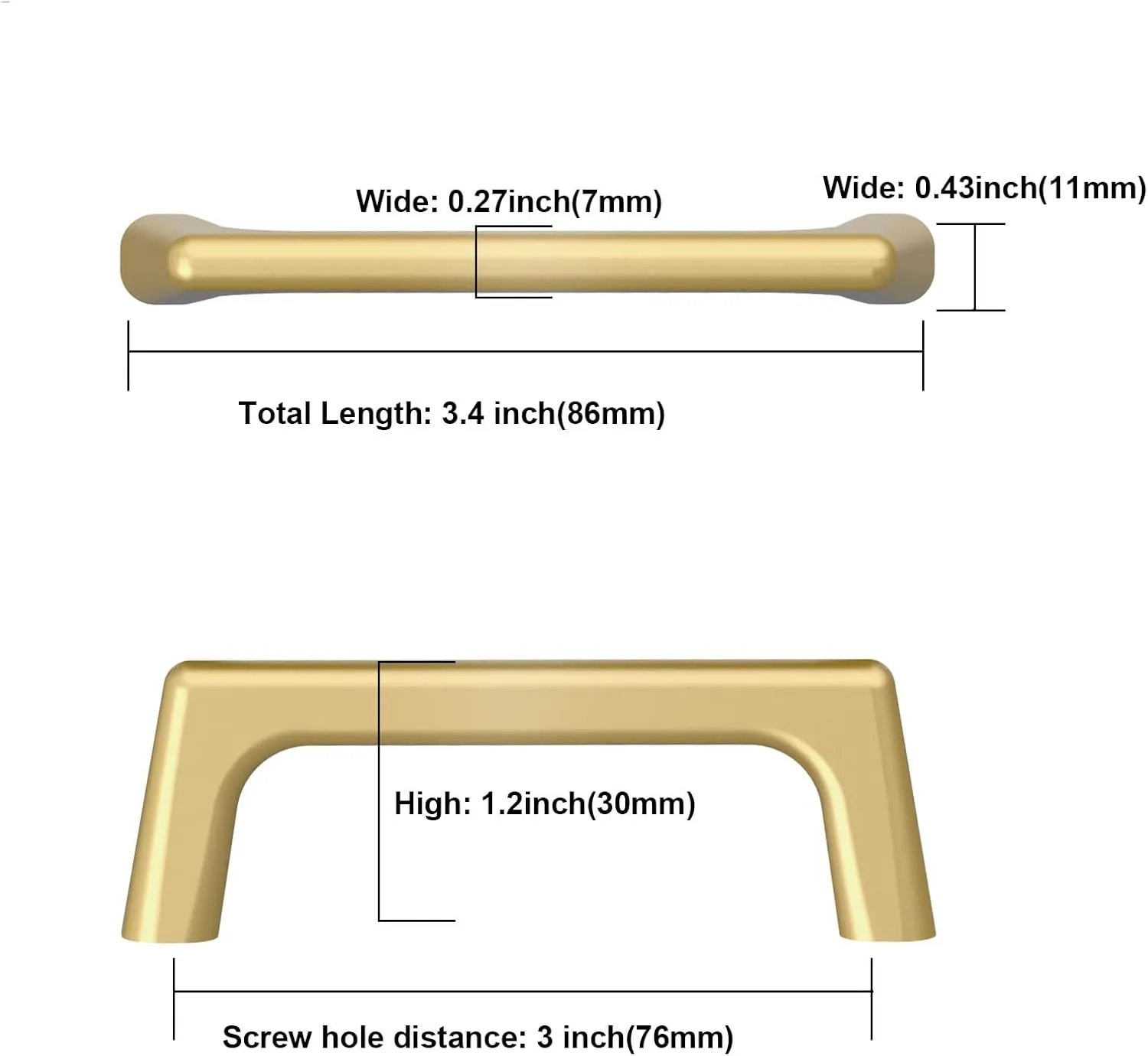 Asidrama 10 Pack 3 Inch(76mm) Gold Cabinet Pulls Cabinet Handles Cupboard Handles Kitchen Cabinet Hardware for Cupboard Drawer Pulls