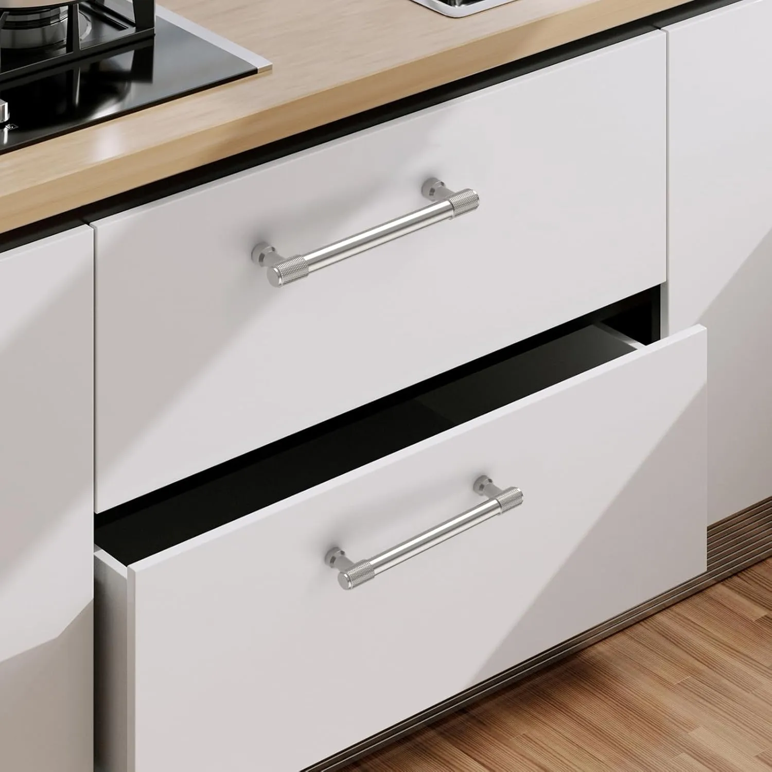Asidrama 10 Pack 3.75 Inch(96mm) Brushed Satin Nickel Cabinet Pulls Cabinet Handles Cupboard Handles Kitchen Cabinet Hardware for Cupboard Drawer Pulls