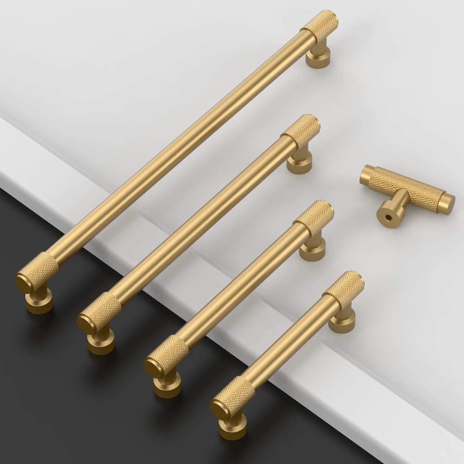 Asidrama 10 Pack 3.75 Inch(96mm) Champagne Bronze Cabinet Pulls Knurled Cabinet Handles Cupboard Handles Gold Kitchen Cabinet Hardware for Cupboard Drawer Pulls
