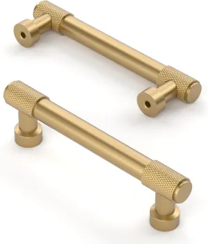 Asidrama 10 Pack 3.75 Inch(96mm) Champagne Bronze Cabinet Pulls Knurled Cabinet Handles Cupboard Handles Gold Kitchen Cabinet Hardware for Cupboard Drawer Pulls
