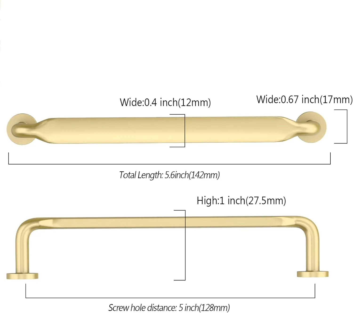 Asidrama 10 Pack 5 Inch(128mm) Brushed Gold Kitchen Cabinet Handles, Cabinet Pulls Kitchen Cabinet Hardware for Cupboard Drawer Pulls