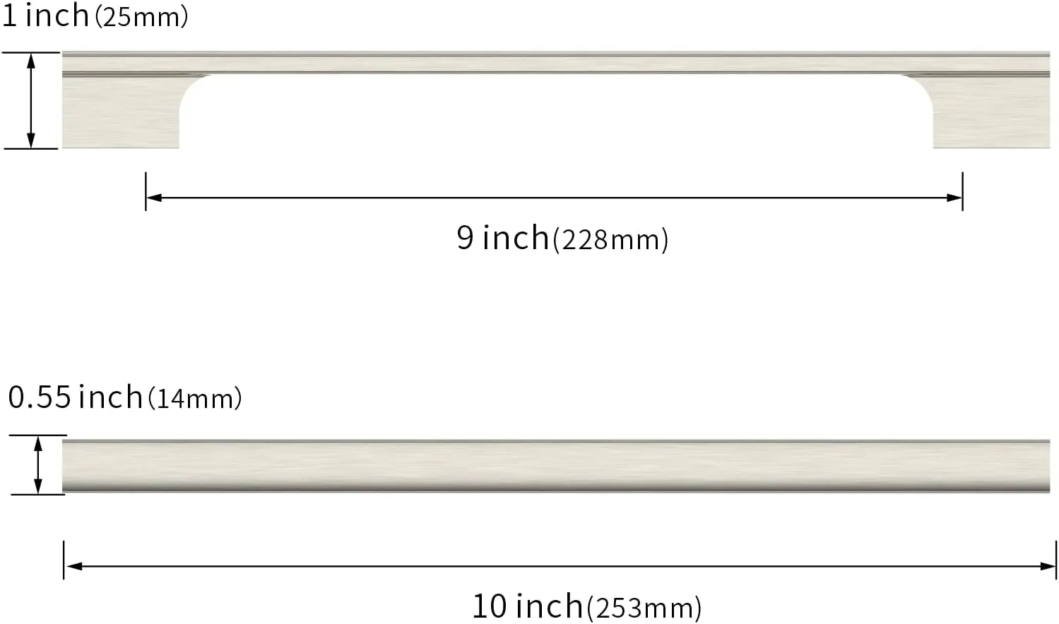 Asidrama 10 Pack 9 Inch(228mm) Brushed Satin Nickel Kitchen Cabinet Handles, Cabinet Pulls Kitchen Cabinet Hardware for Cupboard Drawer Pulls
