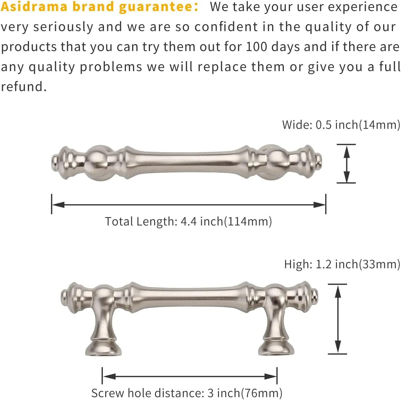 Asidrama 20 Pack 3 Inch(76mm) Brushed Satin Nickel Kitchen Cabinet Handles, Cabinet Pulls Kitchen Cabinet Hardware for Cupboard Drawer Pulls Dresser Handles