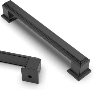 Asidrama 5 Pack 5 Inch(128mm) Matte Black Kitchen Cabinet Handles Cabinet Pulls Kitchen Cabinet Hardware for Cupboard Drawer Pulls