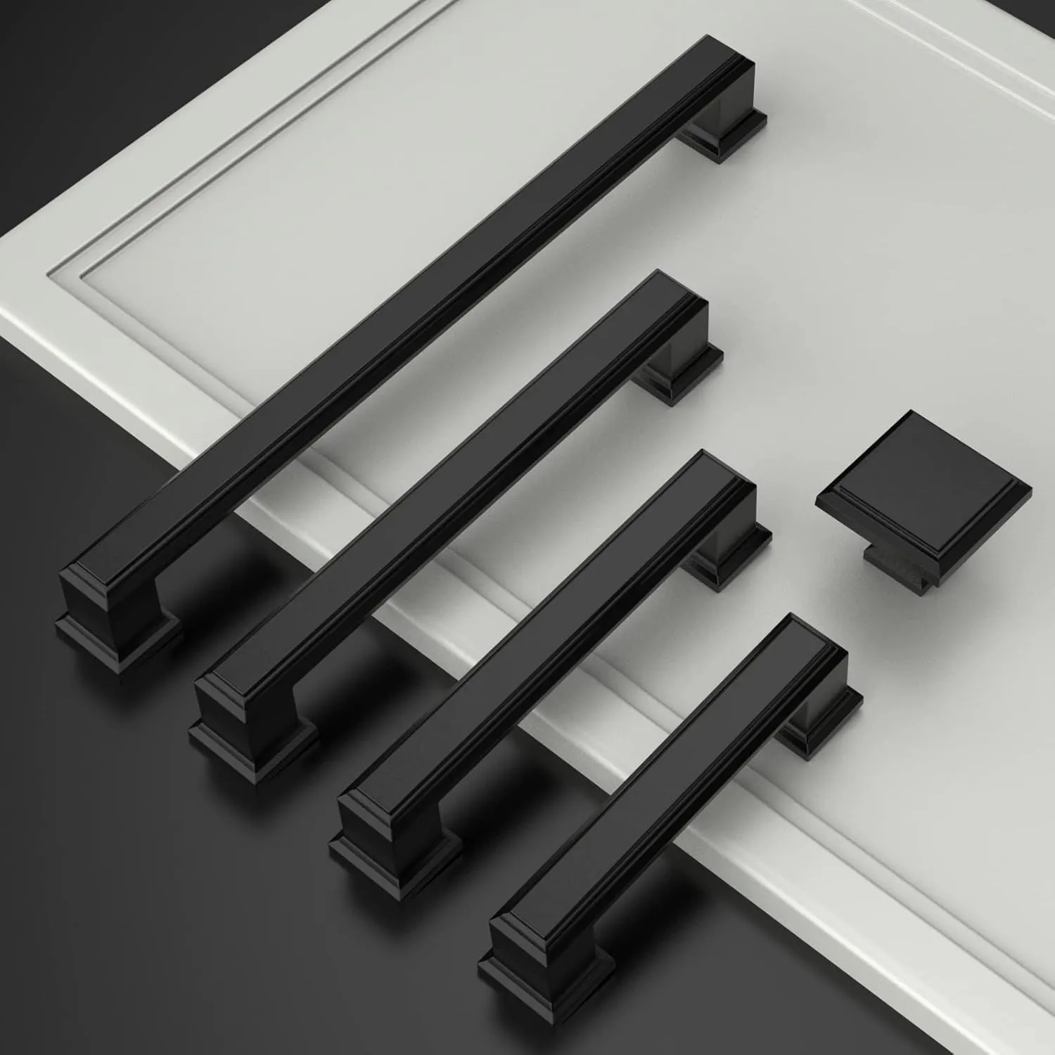 Asidrama 5 Pack 5 Inch(128mm) Matte Black Kitchen Cabinet Handles Cabinet Pulls Kitchen Cabinet Hardware for Cupboard Drawer Pulls