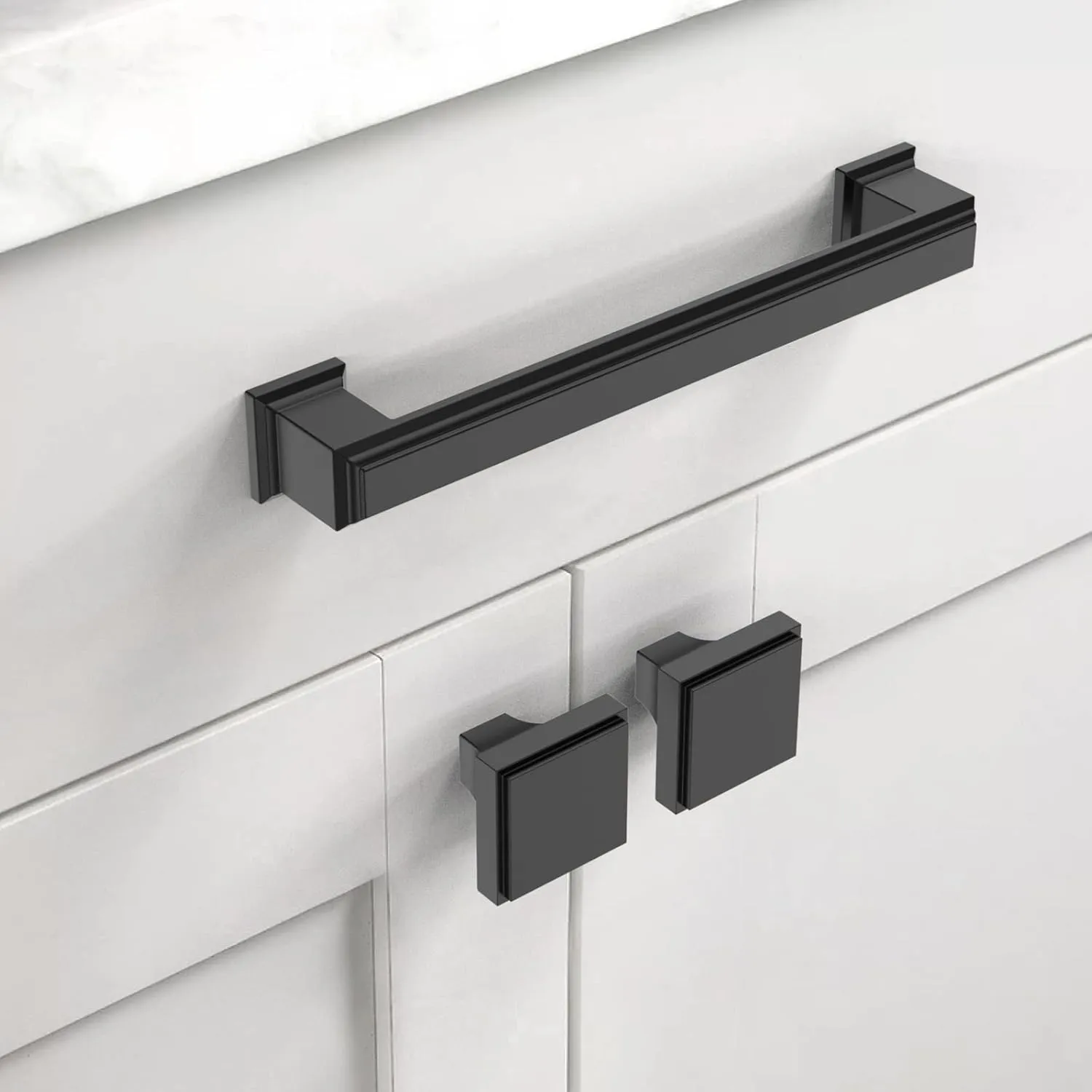 Asidrama 5 Pack 5 Inch(128mm) Matte Black Kitchen Cabinet Handles Cabinet Pulls Kitchen Cabinet Hardware for Cupboard Drawer Pulls