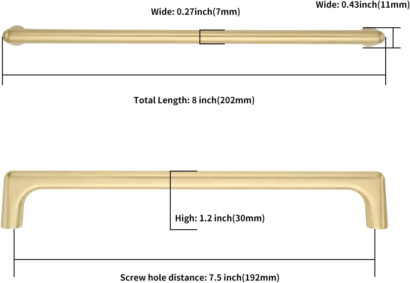 Asidrama 6 Pack 10 Inch(256mm) Brushed Gold Cabinet Pulls Cabinet Handles Cupboard Handles Kitchen Cabinet Hardware for Cupboard Drawer Pulls