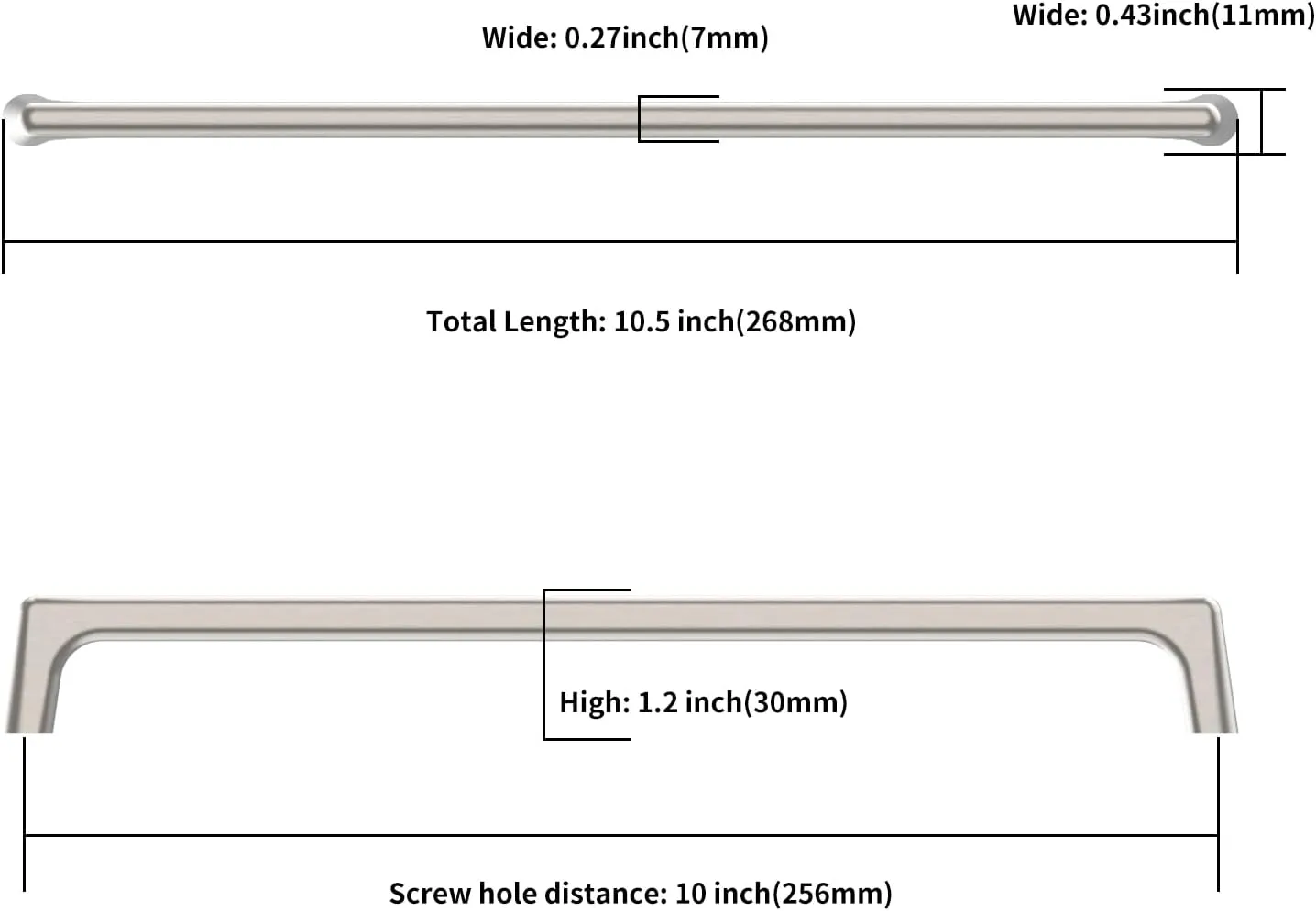 Asidrama 6 Pack 10 Inch(256mm) Brushed Satin Nickel Cabinet Pulls Cabinet Handles Cupboard Handles Kitchen Cabinet Hardware for Cupboard Drawer Pulls