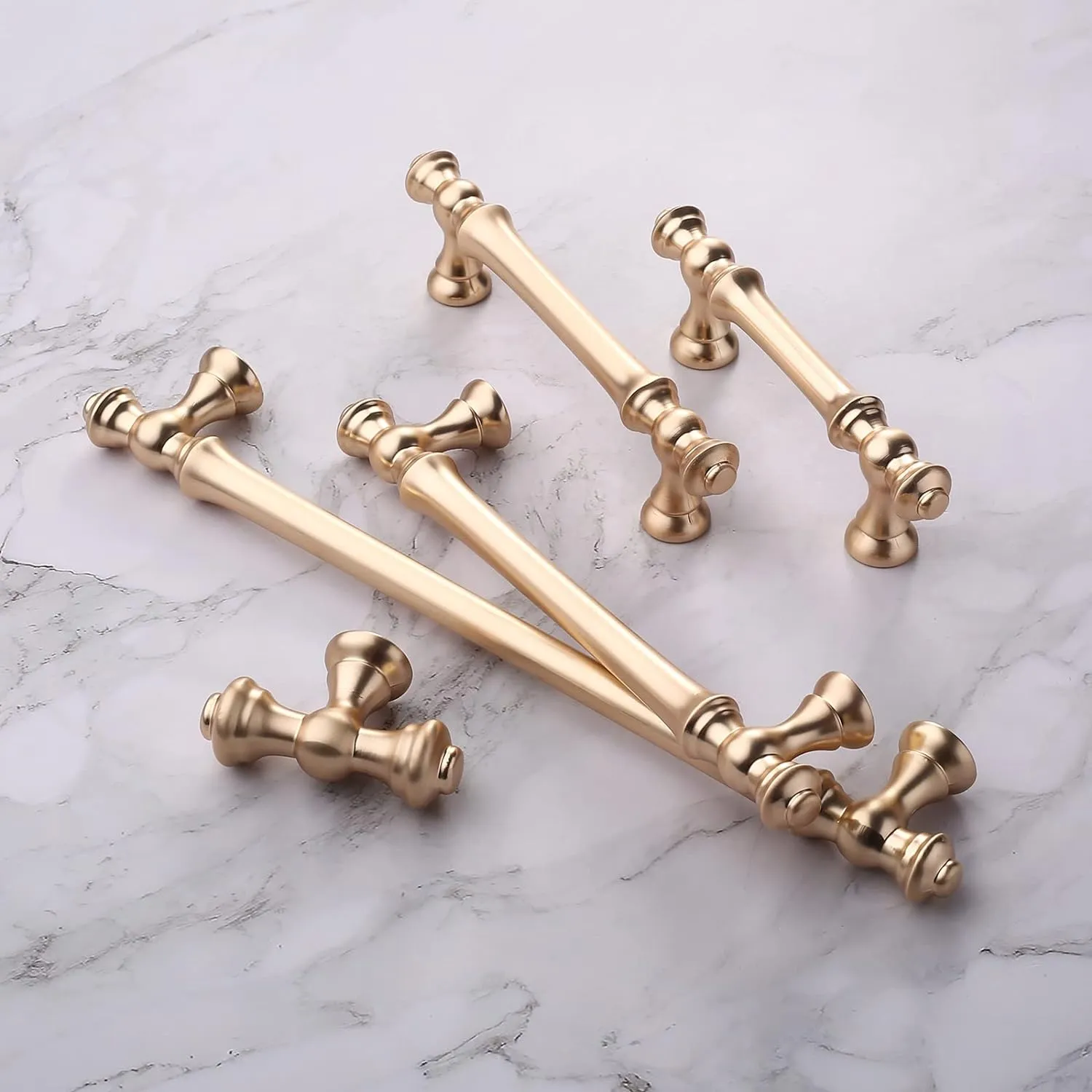 Asidrama 6 Pack 3 Inch(76mm) Brushed Brass Kitchen Cabinet Handles, Gold Cabinet Pulls Kitchen Cabinet Hardware for Cupboard Drawer Pulls