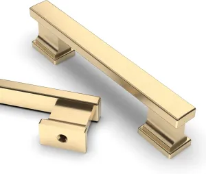 Asidrama 6 Pack 3.75 Inch(96mm) Brushed Brass Kitchen Cabinet Handles, Cabinet Pulls Kitchen Cabinet Hardware for Cupboard Drawer Pulls