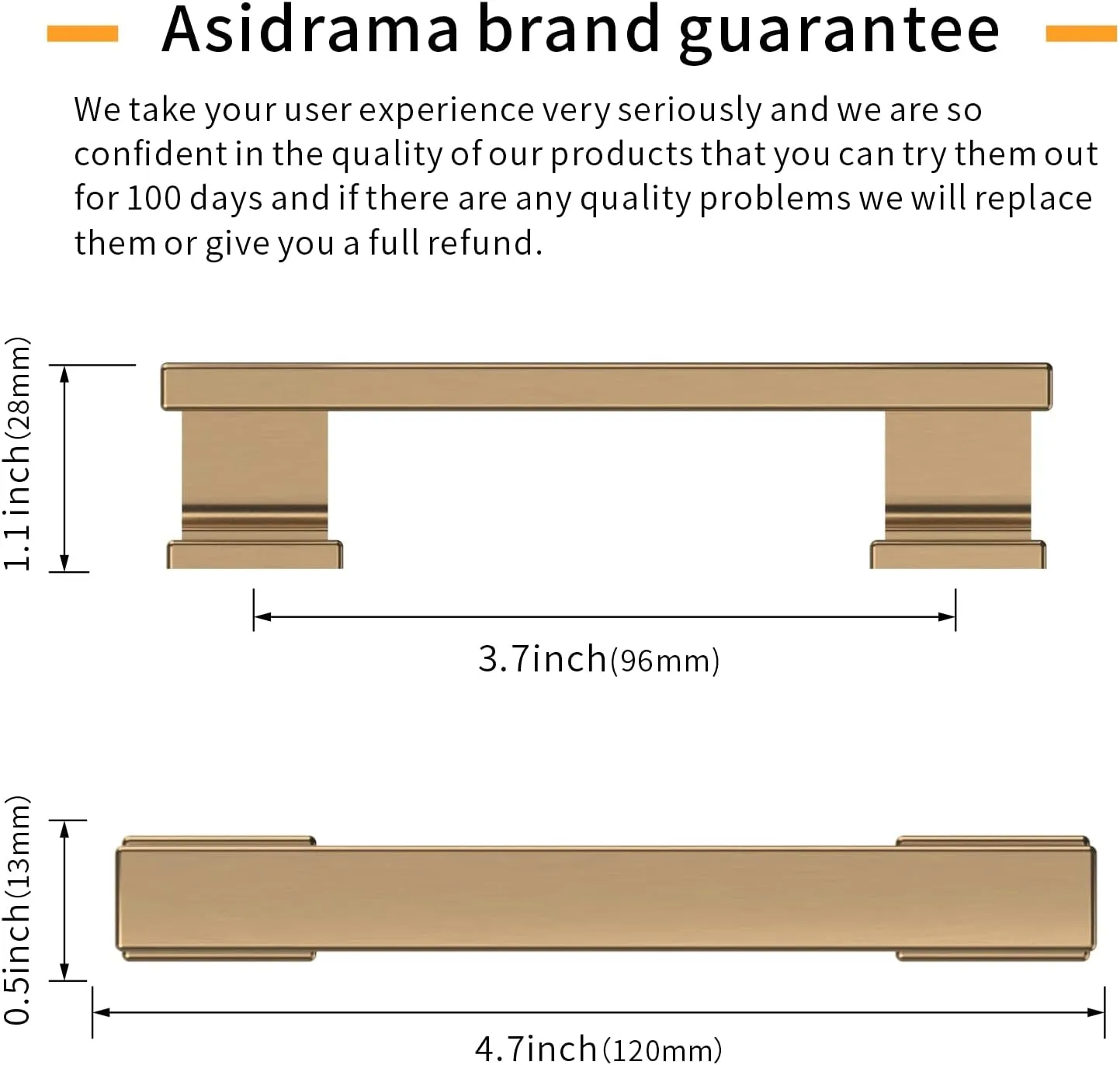 Asidrama 6 Pack 3.75 Inch(96mm) Champagne Bronze Kitchen Cabinet Handles, Brushed Brass Cabinet Pulls Gold Kitchen Cabinet Hardware for Cupboard Drawer Pulls