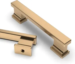 Asidrama 6 Pack 3.75 Inch(96mm) Champagne Bronze Kitchen Cabinet Handles, Brushed Brass Cabinet Pulls Gold Kitchen Cabinet Hardware for Cupboard Drawer Pulls