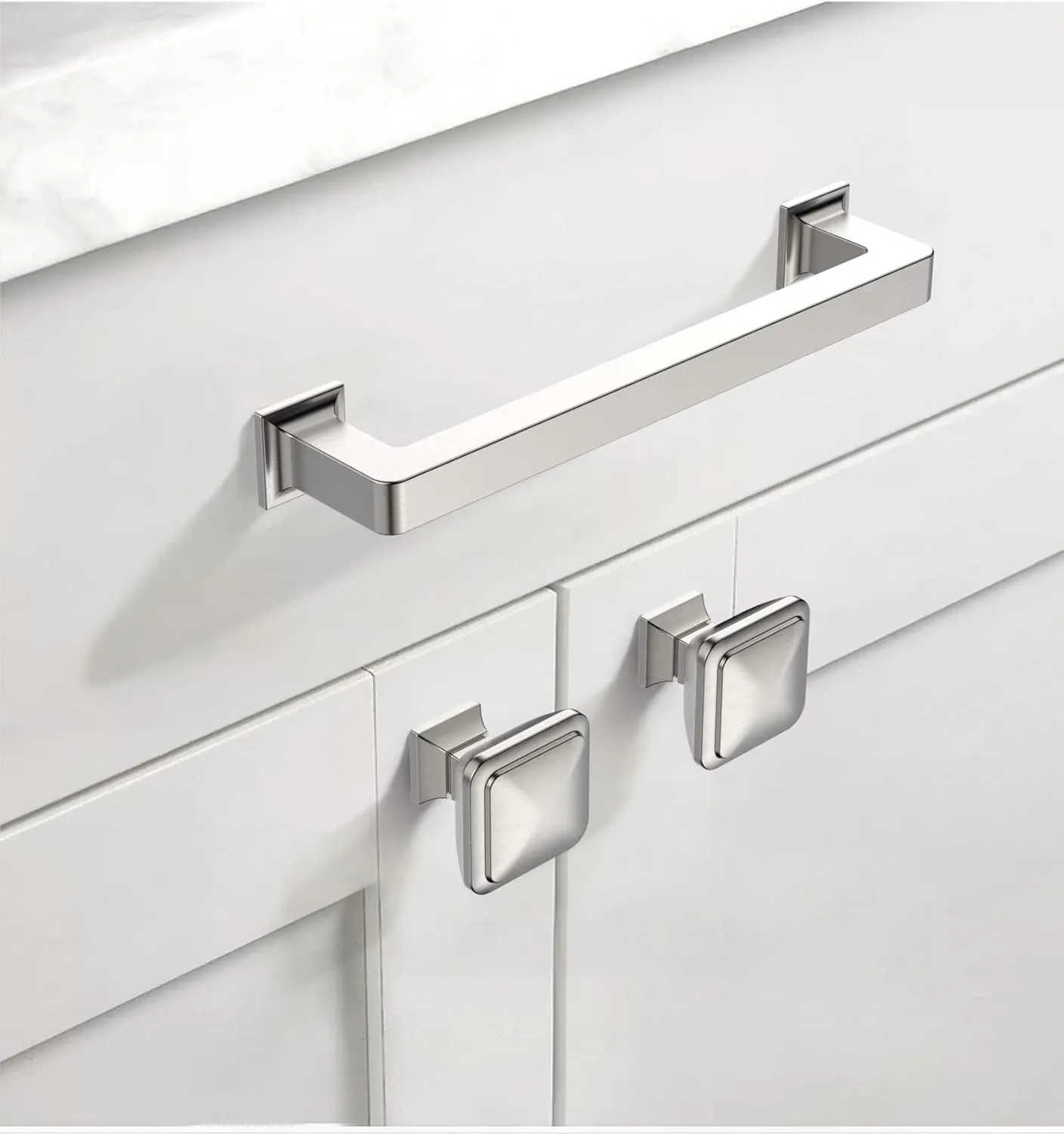 Asidrama 6 Pack 5 Inch(128mm) Brushed Satin Nickel Kitchen Cabinet Handles, Cabinet Pulls Kitchen Cabinet Hardware Cupboard Handles Drawer Pulls