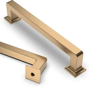 Asidrama 6 Pack 5 Inch(128mm) Champagne Bronze Kitchen Cabinet Handles, Brushed Brass Cabinet Pulls Gold Kitchen Cabinet Hardware Cupboard Handles Drawer Pulls Dresser Handles