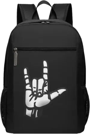 ASL I Love You Sign Language Travel Laptop Backpack, Business Anti Theft Slim Sturdy Laptops Backpacks, College Computer Bag Gift for Men & Women Fits 17 Inch Notebook,Black